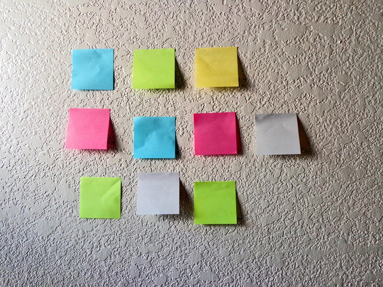 An ownerless project board made from blank sticky notes
